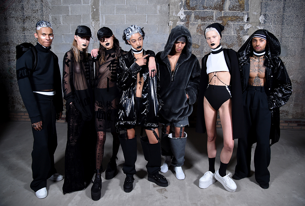 NEW YORK, NY - FEBRUARY 12: Models pose backstage at the FENTY PUMA by Rihanna AW16 Collection during Fall 2016 New York Fashion Week at 23 Wall Street on February 12, 2016 in New York City. (Photo by Jamie McCarthy/Getty Images for FENTY PUMA)